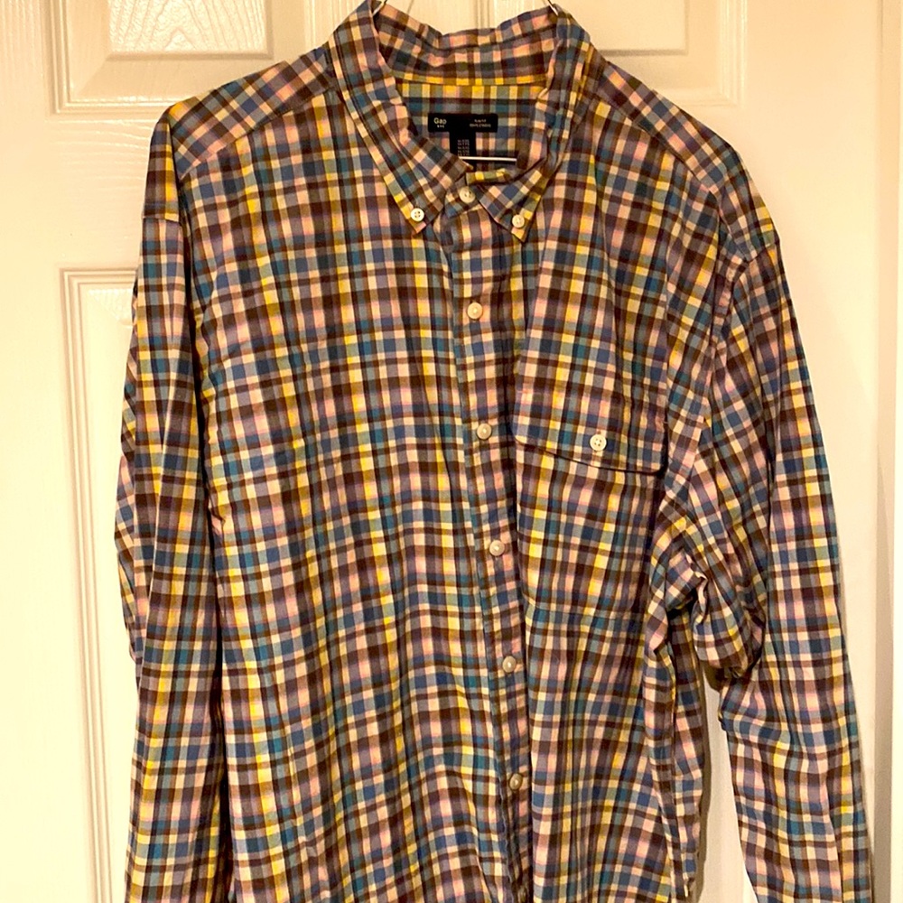 Mens plaid long sleeve button down shirt, 2X. Great condition